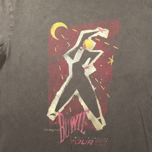 Retro David Bowie Serious‎ Moonlight Tour/ Let’s Dance Lyric Lucky Brand Size L - Picture 2 of 7